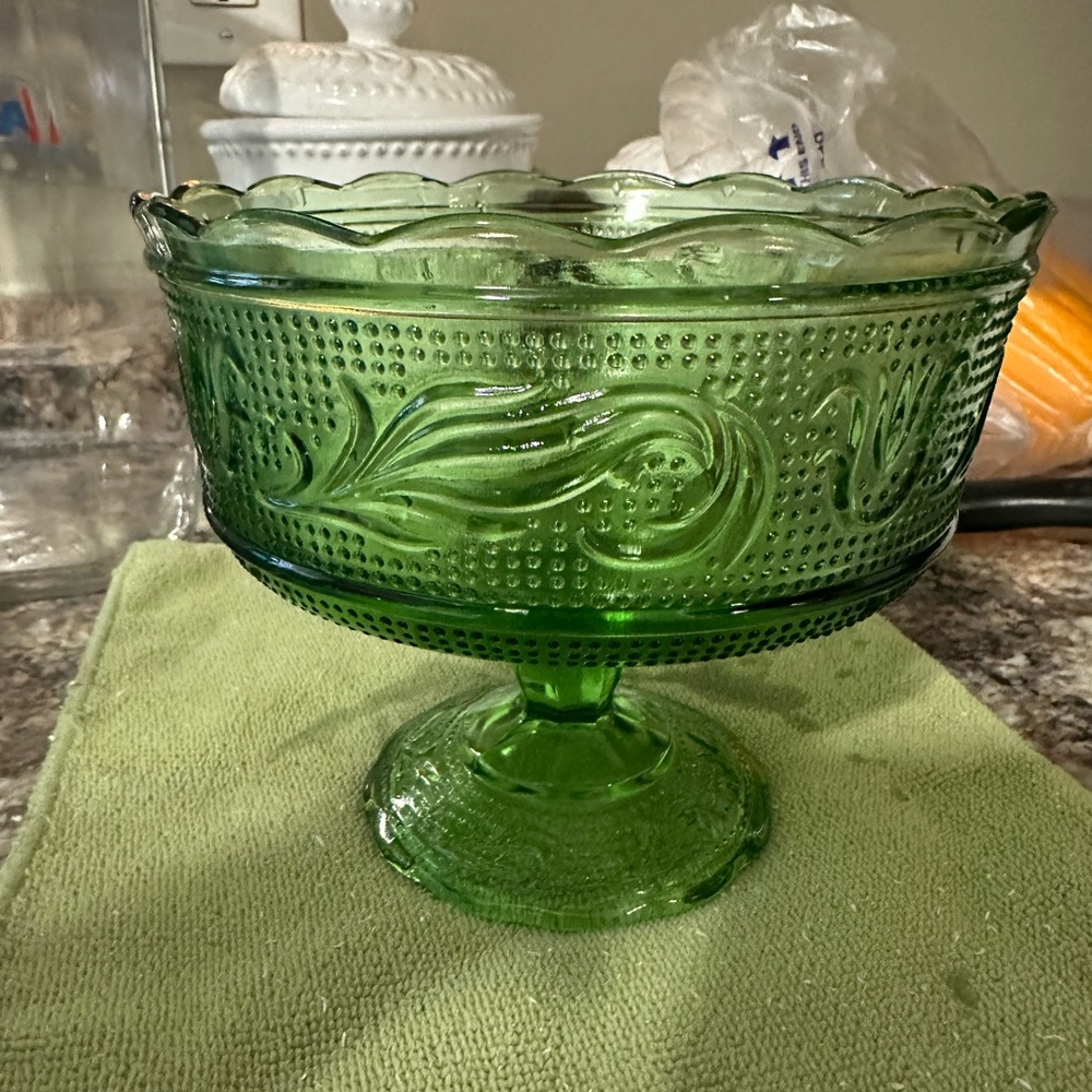 O. E. Brody Green Pedestal Bowl